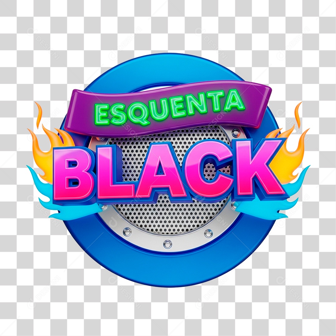 Selo 3D Esquenta Black para Composição PNG Transparente