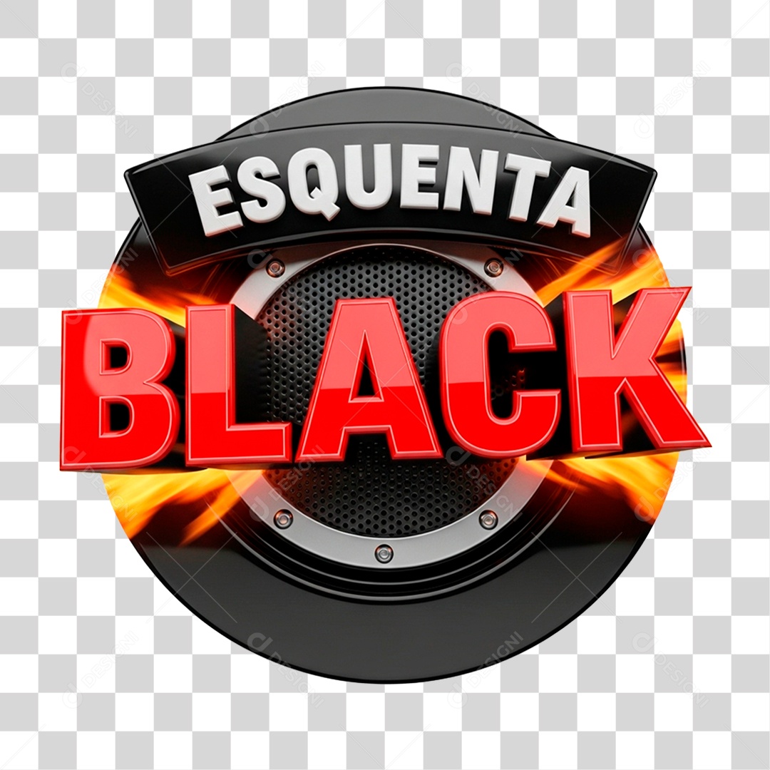 Selo 3D Esquenta Black para Composição PNG Transparente