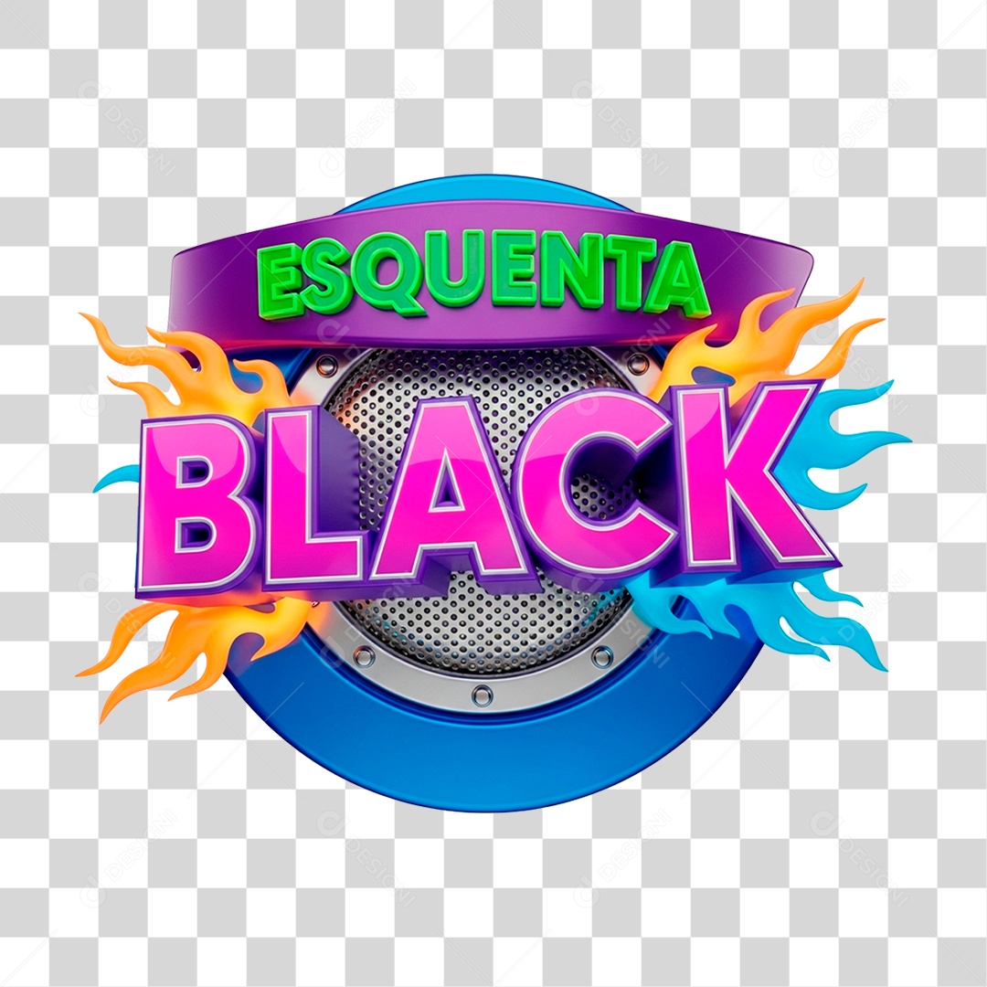 Selo 3D Esquenta Black para Composição PNG Transparente