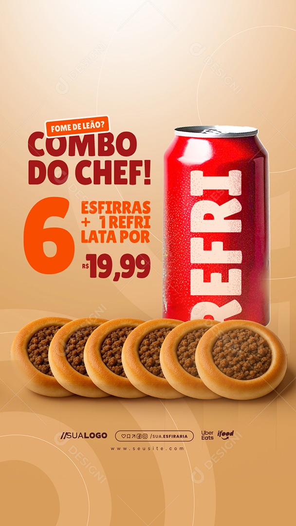 Story Esfiharia Fome de Leão Combo do Chef Social Media PSD Editável