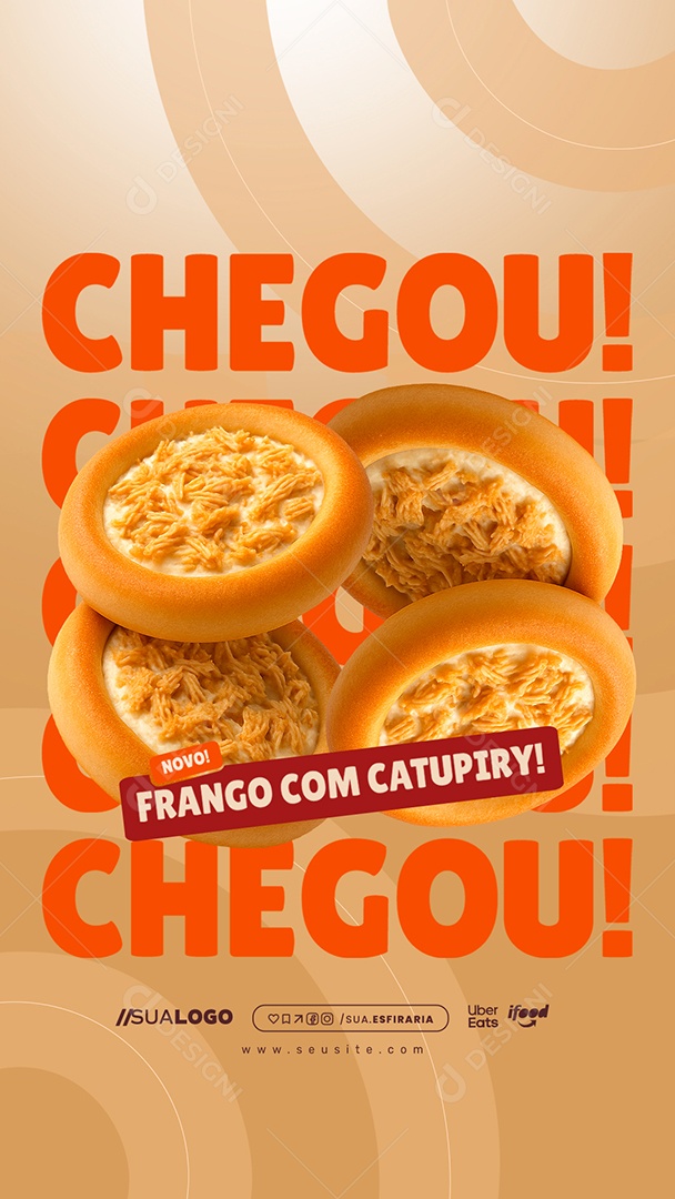 Story Esfiharia Chegou Novo Frango com Catupiry Social Media PSD Editável