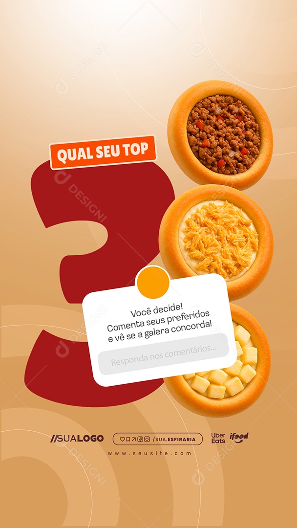 Story Esfiharia Qual Seu Top Três Social Media PSD Editável