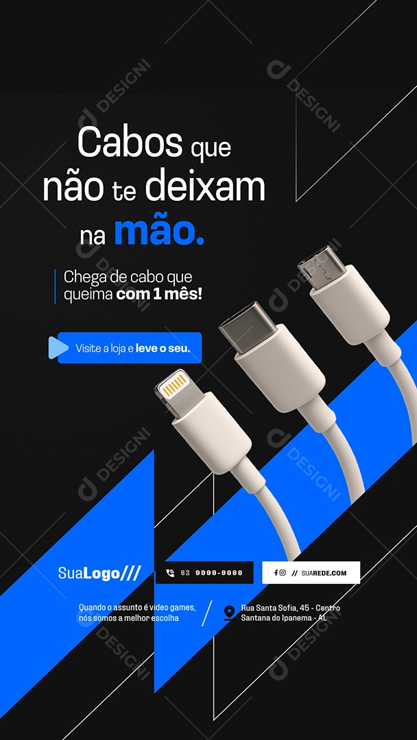 Story Assistência Técnica de Celulares  Cabos Que Não Te Deixam Social Media PSD Editável