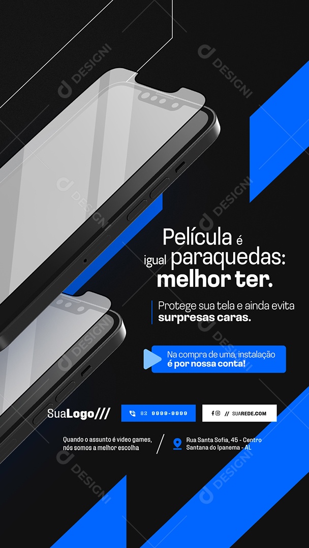 Story Assistência Técnica de Celulares Película Social Media PSD Editável