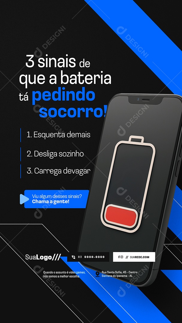 Story Assistência Técnica de Celulares Três Sinais Social Media PSD Editável