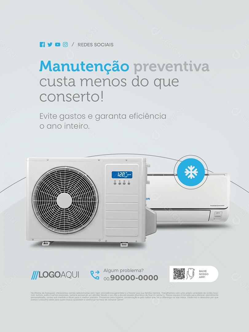 Climatização Manutenção Preventiva Custa Menos do Que Conserto Social Media PSD Editável