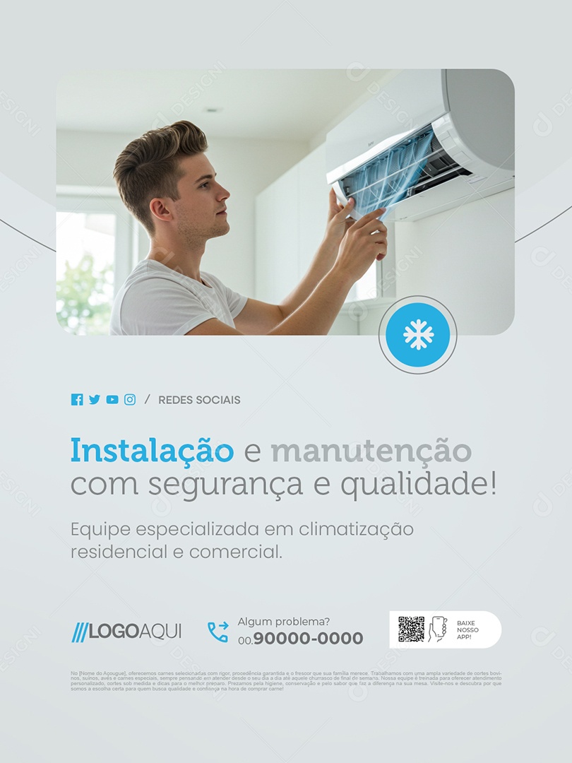 Climatização Instalação e Manutenção com Segurança e Qualidade Social Media PSD Editável
