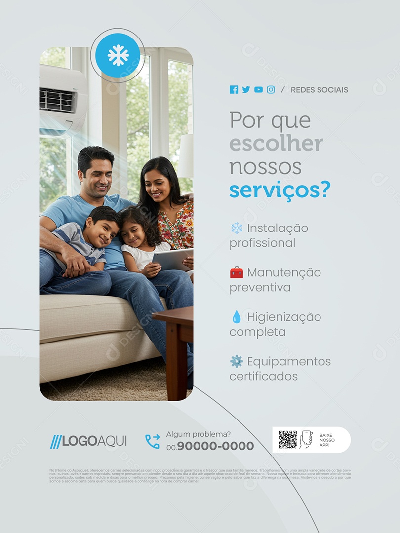 Climatização Por Que Escolher Nossos Serviços Social Media PSD Editável