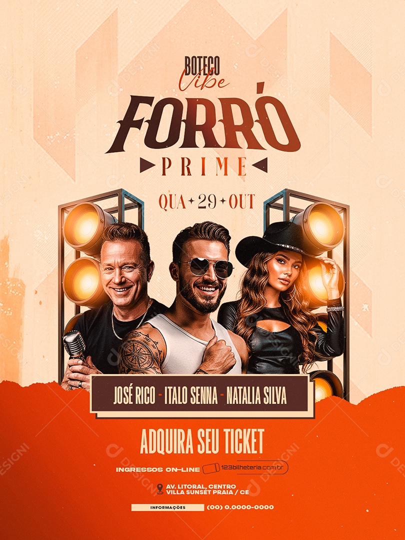 Flyer Próximos Shows Forró Prime Social Media PSD Editável