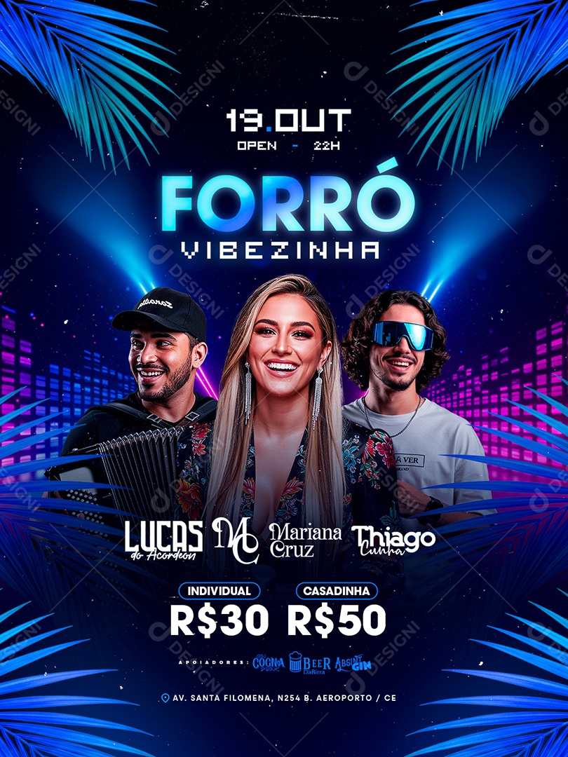 Flyer Próximos Shows Forró Vibezinha Social Media PSD Editável