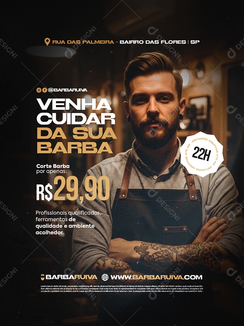 Barbearia Venha Cuidar da Sua Barba Social Media PSD Editável