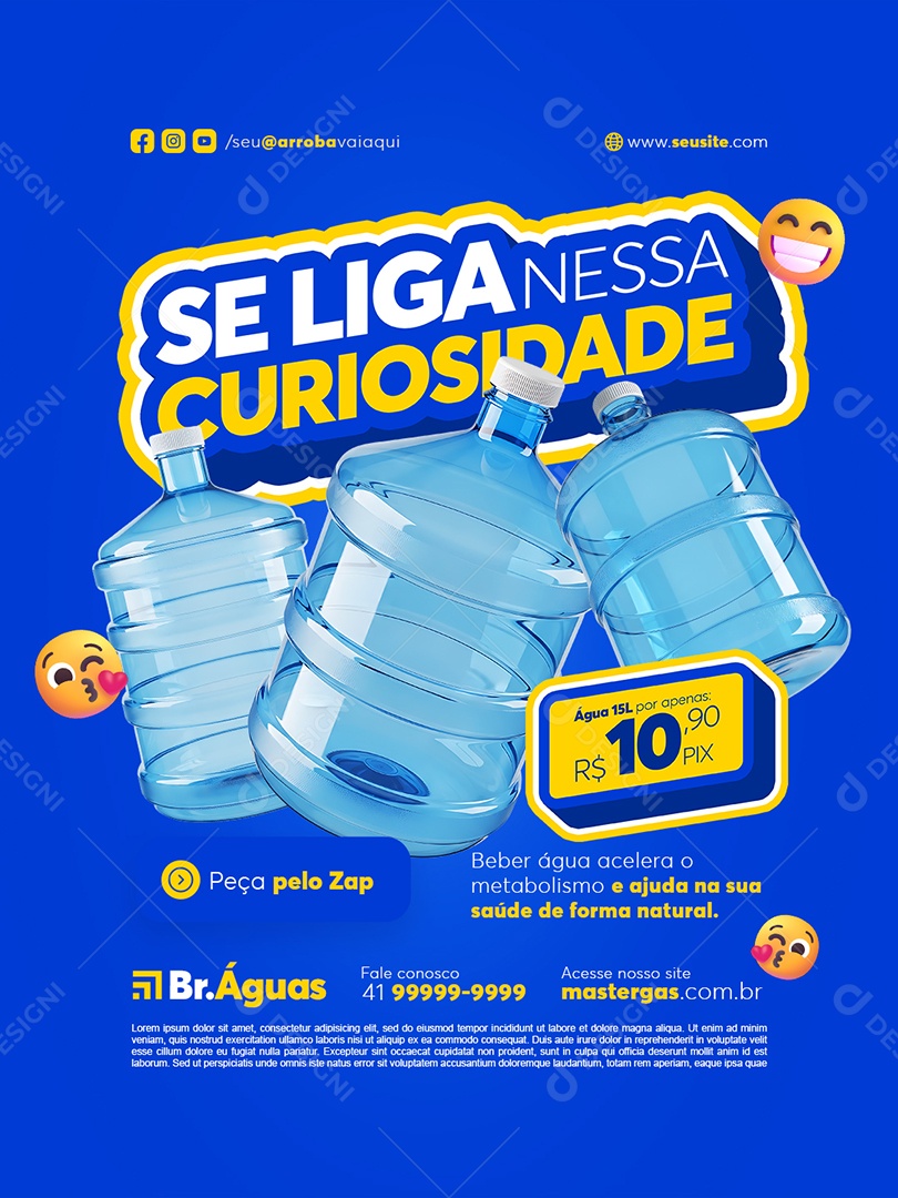 Distribuidor de Água Se Liga Nessa Curiosidade Social Media PSD Editável