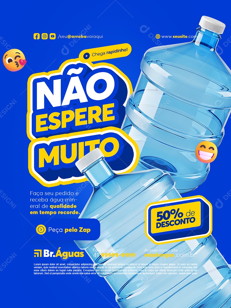 Distribuidor de Água Não Espere Muito Social Media PSD Editável