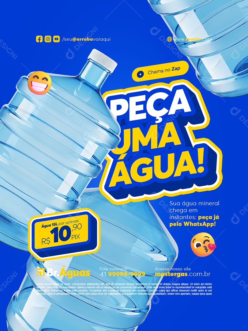 Distribuidor de Água Peça Uma Água Social Media PSD Editável