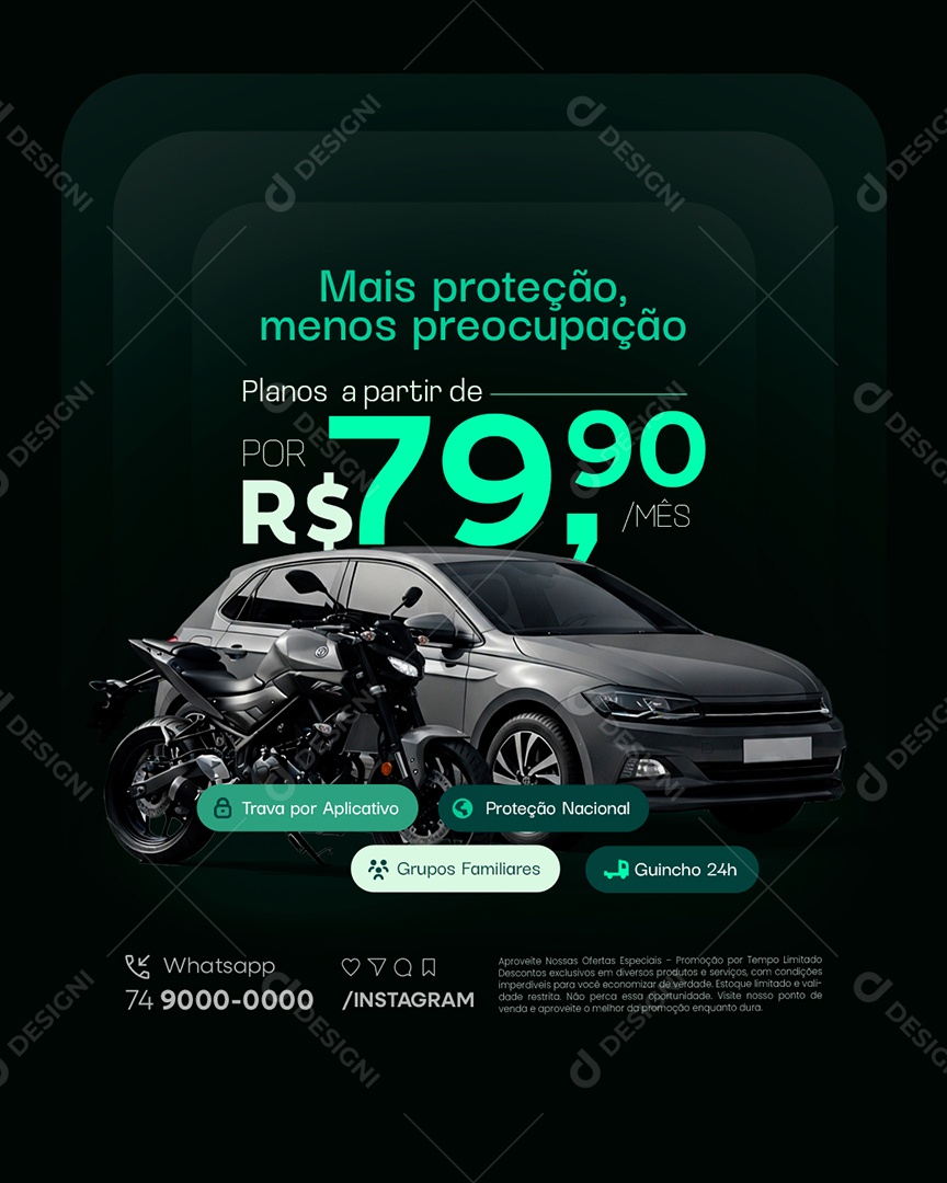 Seguradora Mais Proteção Menos Preocupação Social Media PSD Editável