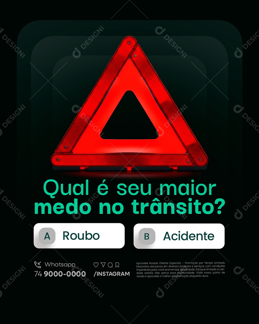 Seguradora Qual é Seu Maior Medo do Trânsito Social Media PSD Editável