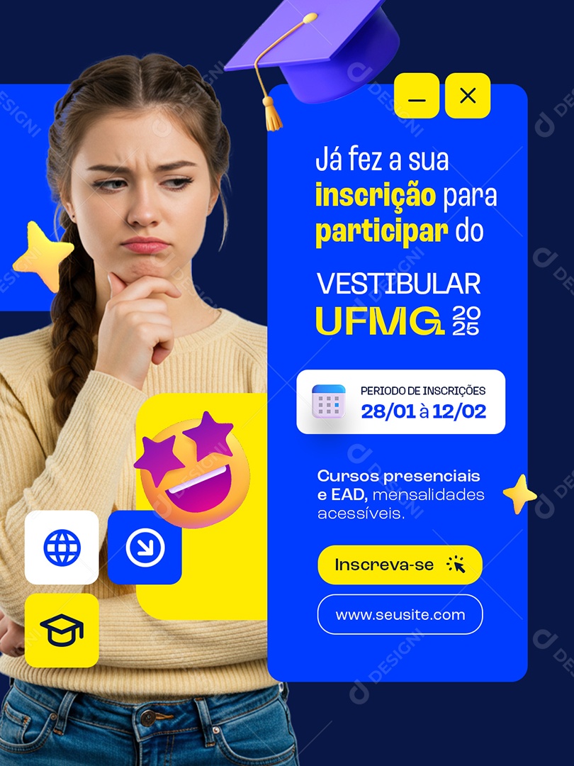 Já Fez a Sua Inscrição para Participar do Vestibular UFMG 2025 Social Media PSD Editável