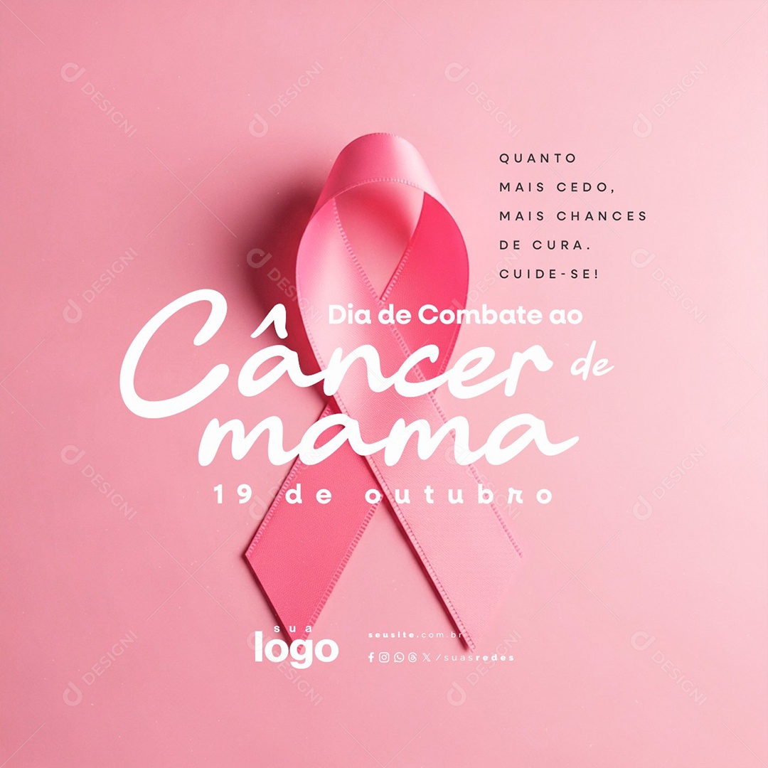 Dia de Combate ao Câncer de Mama 19 de Outubro Social Media PSD Editável