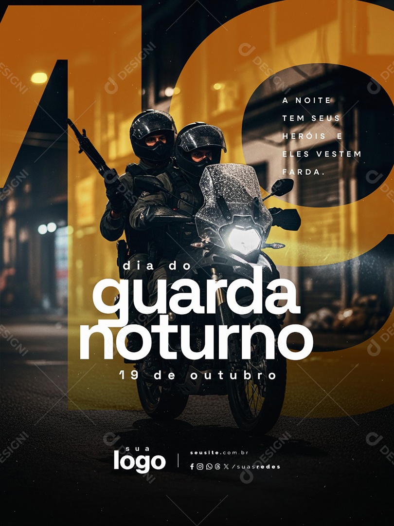 Dia do Guarda Noturno 19 de Outubro Social Media PSD Editável