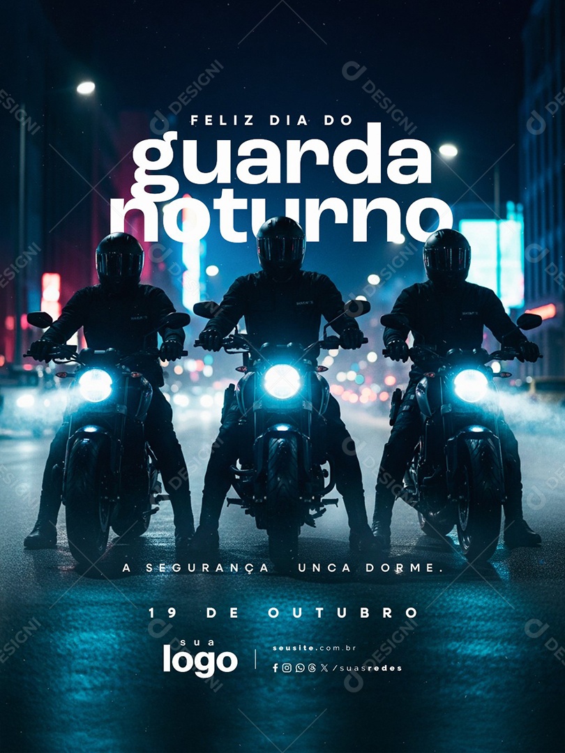 Feliz Dia do Guarda Noturno 19 de Outubro Social Media PSD Editável
