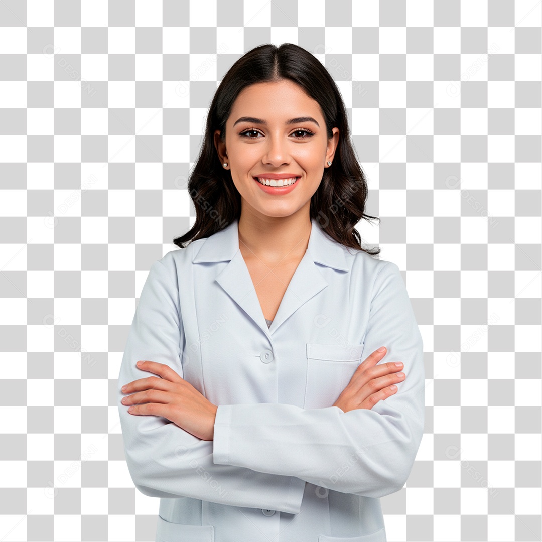 Mulher de Jaleco Branco PNG Transparente