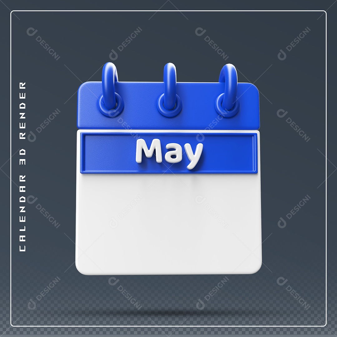 Calendário Do mês De Maio Elemento 3D Azul E Branco Para Composição PSD