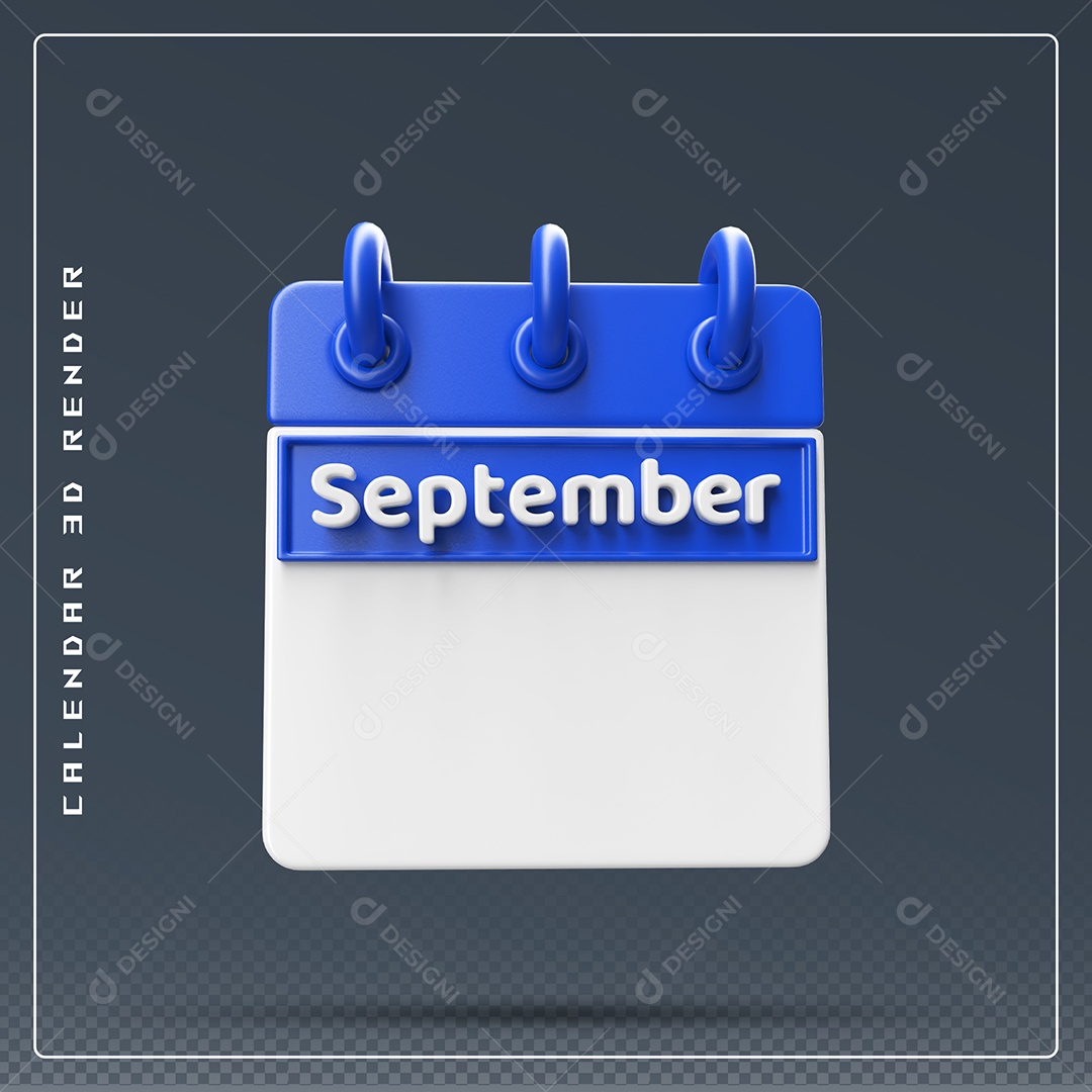 Calendário Do mês De Setembro Elemento 3D Azul E Branco Para Composição PSD