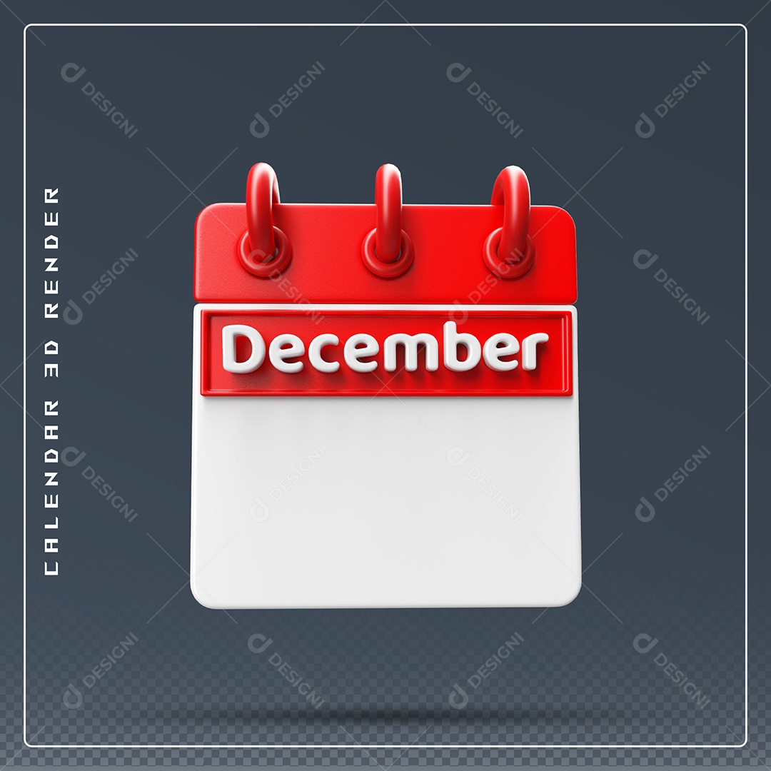 Calendário Do mês De Dezembro Elemento 3D Vermelho E Branco Para Composição PSD