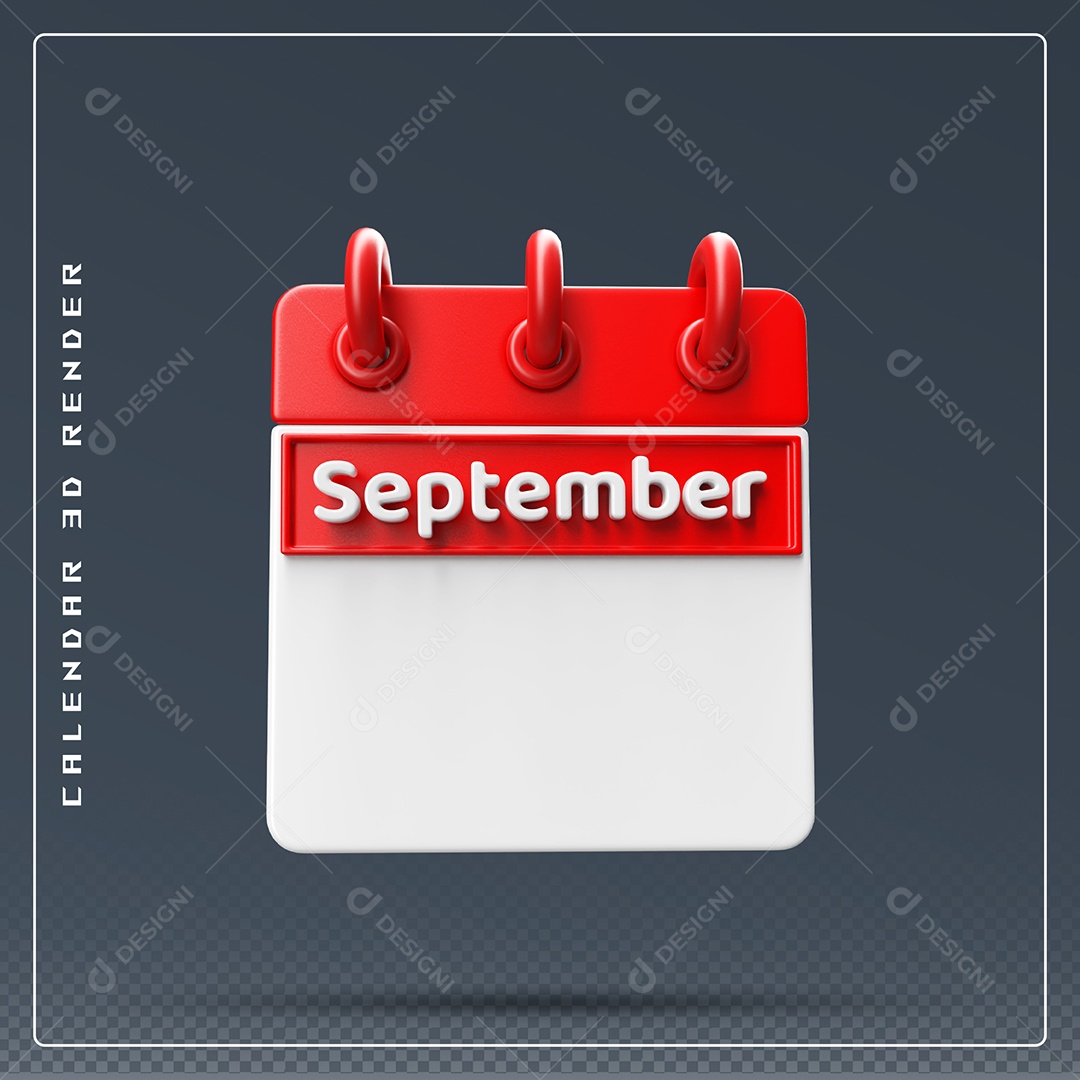 Calendário Do mês De Setembro Elemento 3D Vermelho E Branco Para Composição PSD