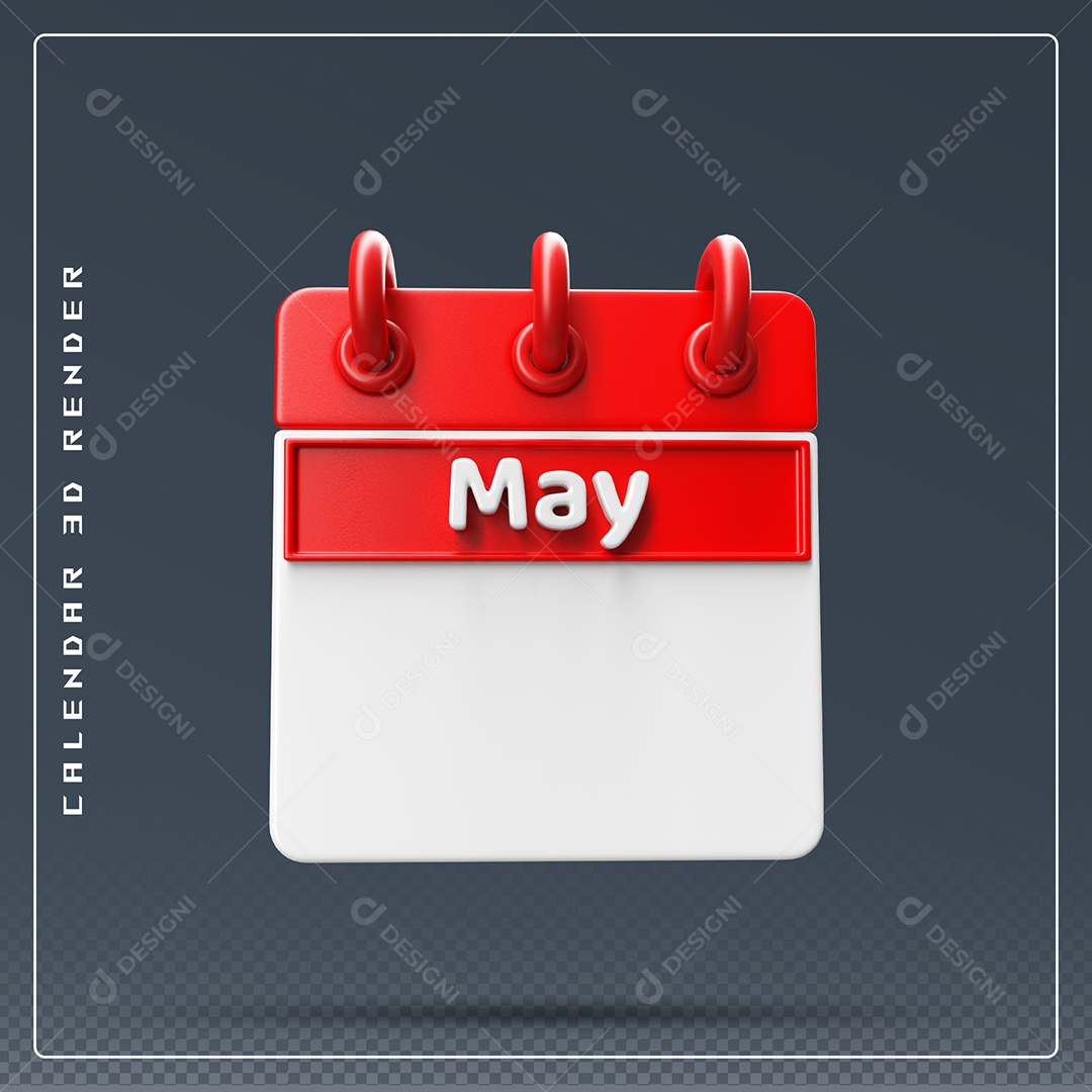 Calendário Do mês De Maio Elemento 3D Vermelho E Branco Para Composição PSD