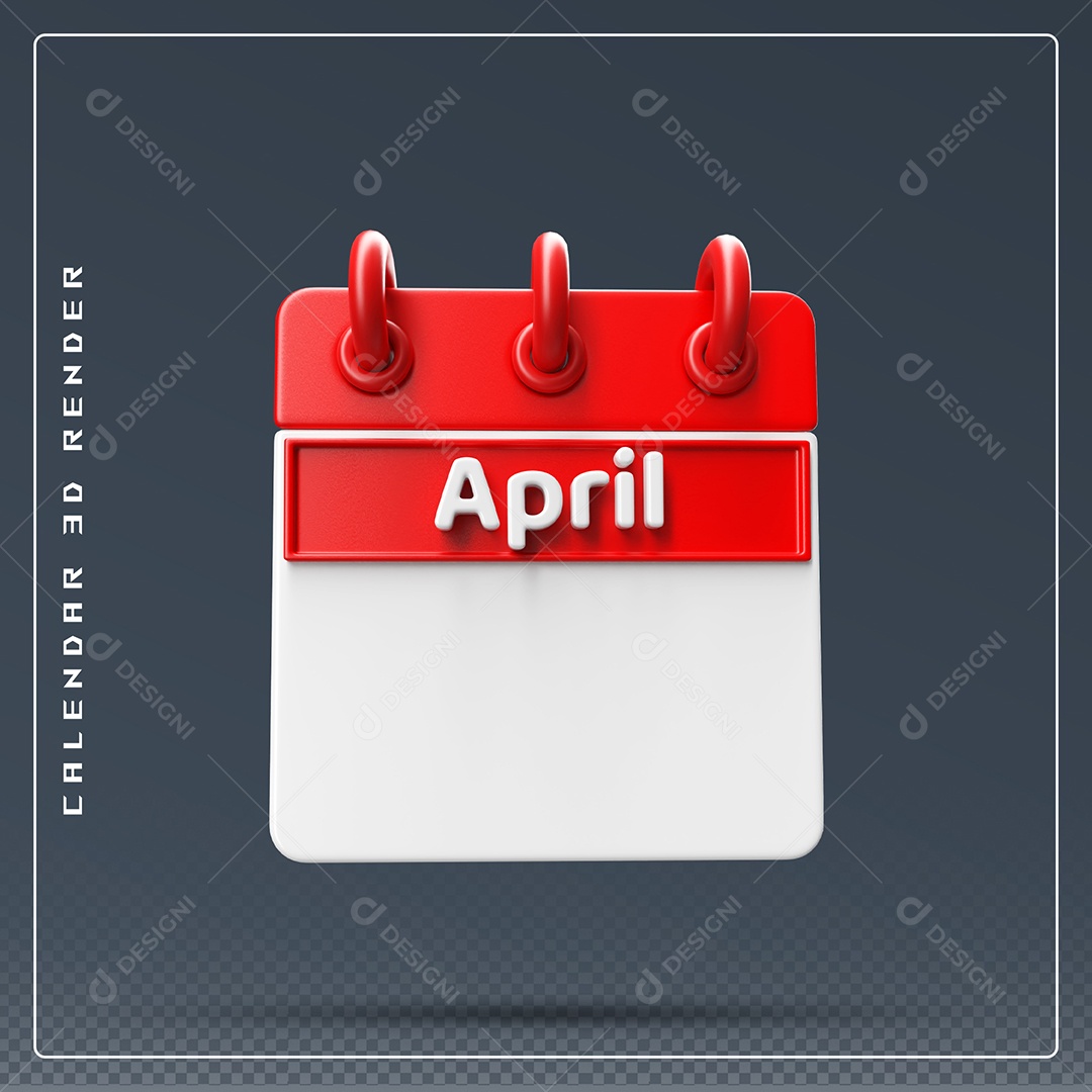 Calendário Do mês De Abril Elemento 3D Vermelho E Branco Para Composição PSD