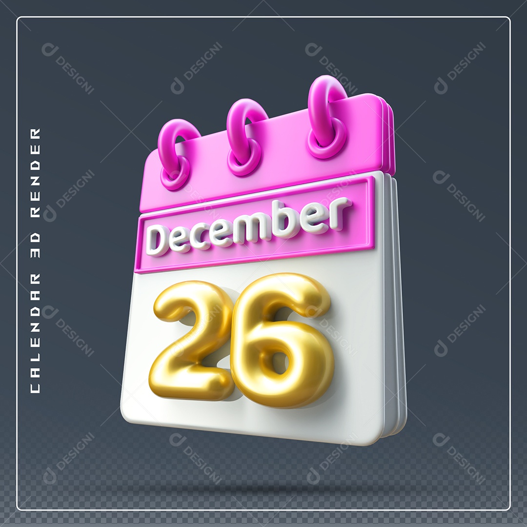 Calendário Do mês De Dezembro Dia 02 Elemento 3D Rosa Dourado E Branco Para Composição PSD