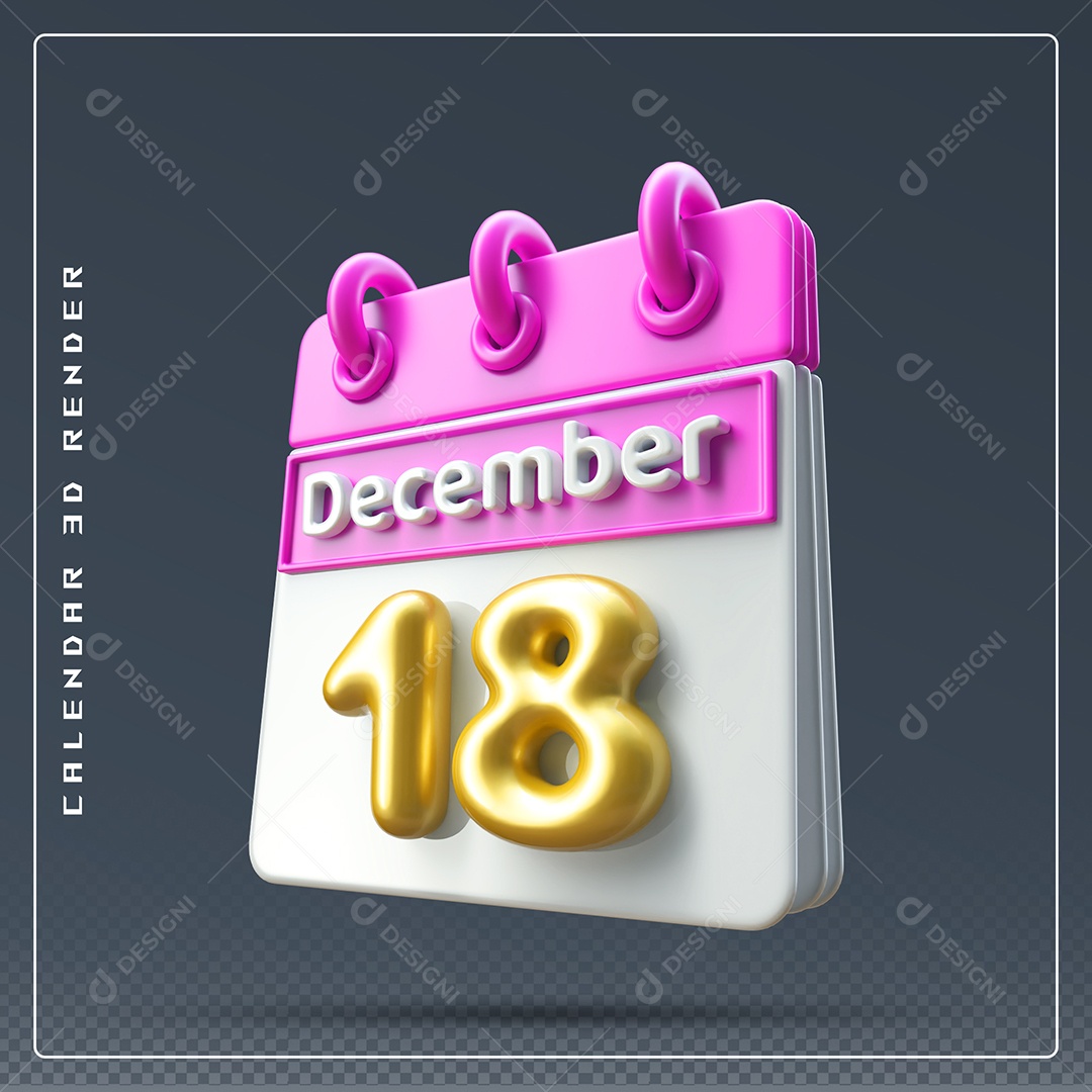 Calendário Do mês De Dezembro Dia 02 Elemento 3D Rosa Dourado E Branco Para Composição PSD