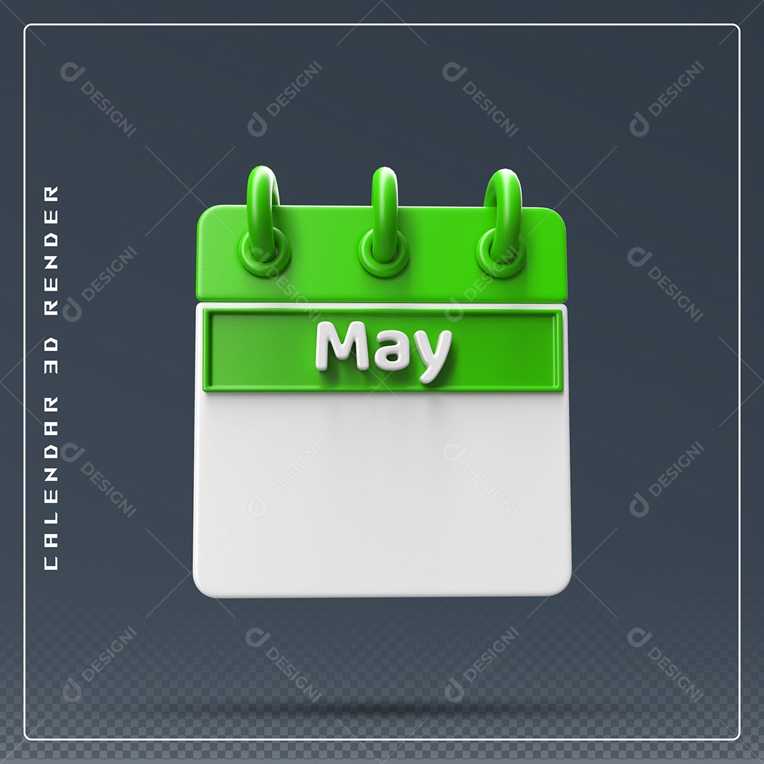 Calendário Do mês De Maio Elemento 3D Verde E Branco Para Composição PSD