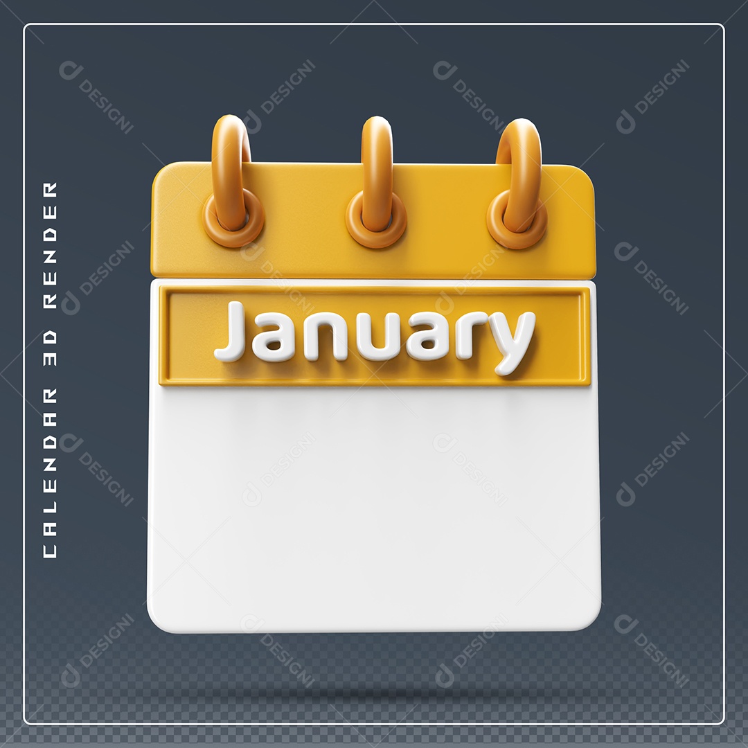 Calendário Do mês De Janeiro Elemento 3D Dourado E Branco Para Composição PSD