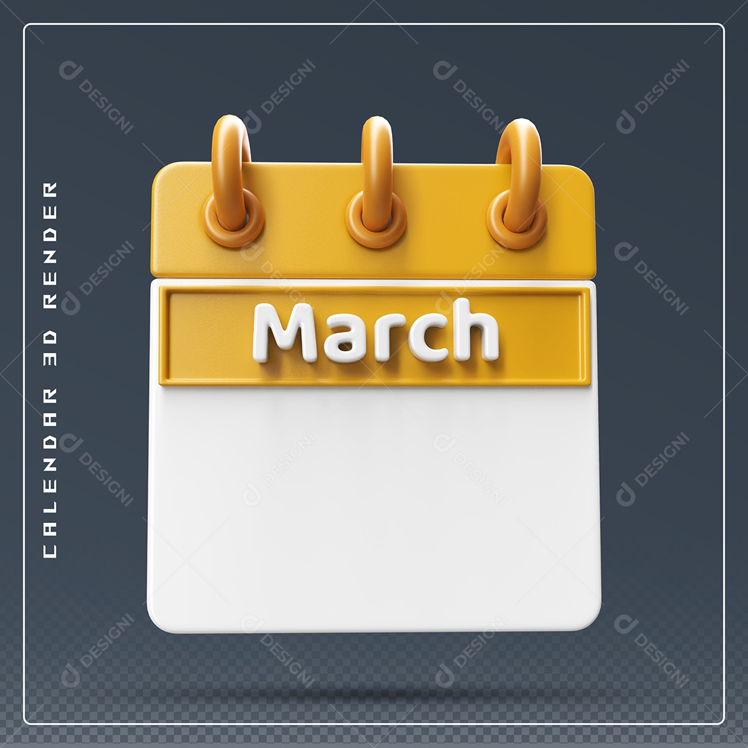Calendário Do mês De Março Elemento 3D Dourado E Branco Para Composição PSD
