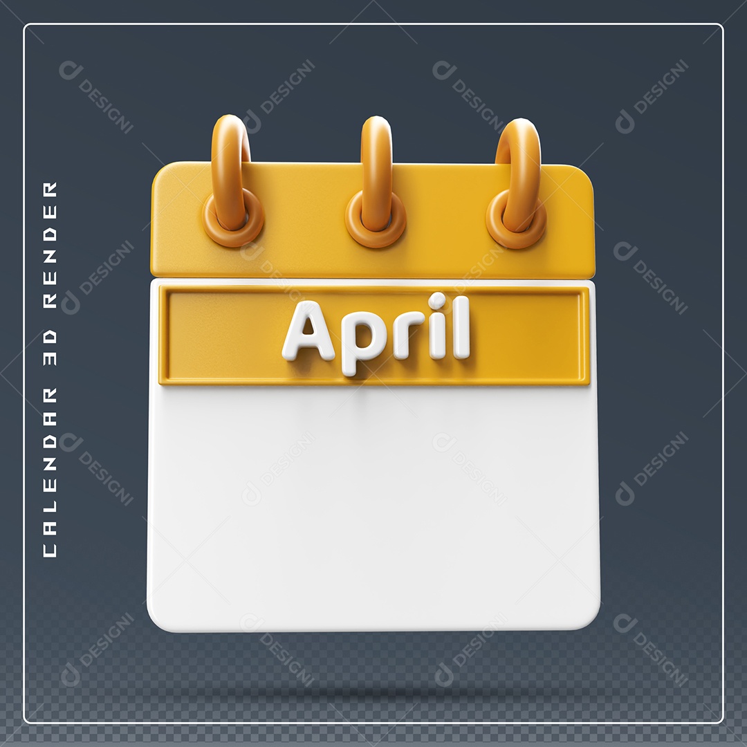 Calendário Do mês De Abril Elemento 3D Dourado E Branco Para Composição PSD