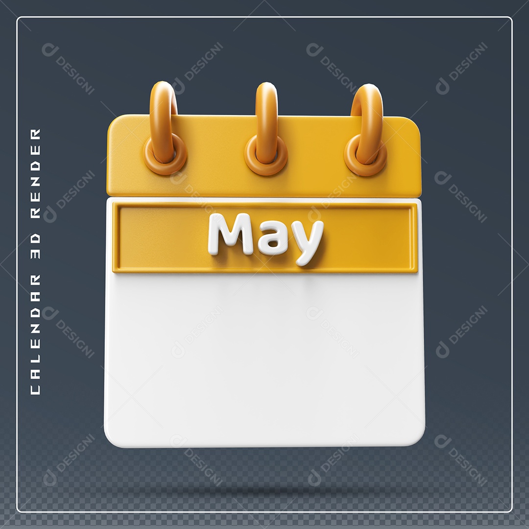 Calendário Do mês De Maio Elemento 3D Dourado E Branco Para Composição PSD