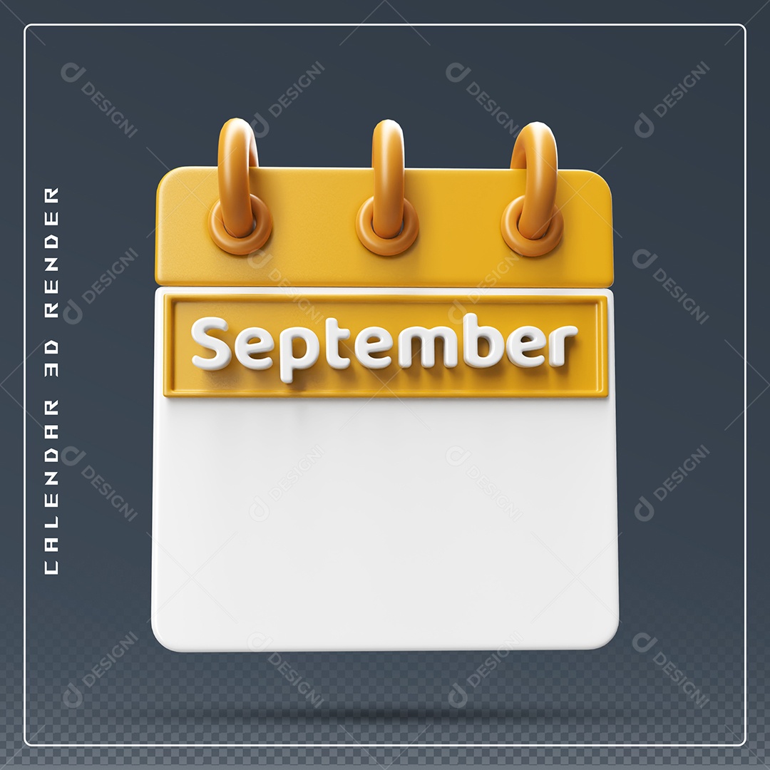 Calendário Do mês De Setembro Elemento 3D Dourado E Branco Para Composição PSD