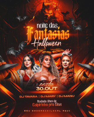 Halloween Noite das Fantasias Festa Pexta 30 Out PSD Editável