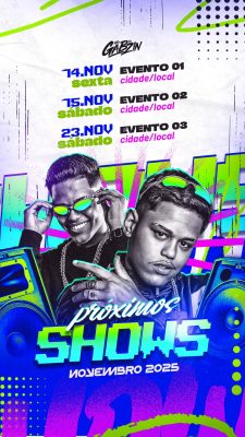 Shows MC Gabzin Novembro 2025 Próximo Eventos PSD Editável