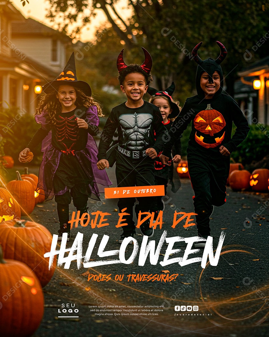Hoje é Dia de Halloween 31 de Outubro Social Media Psd Editável
