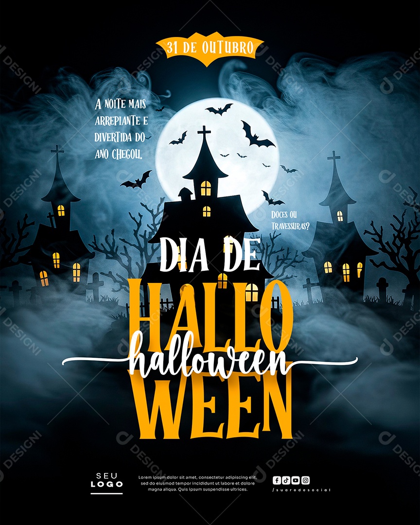Dia de Halloween 31 de Outubro Social Media PSD Editável