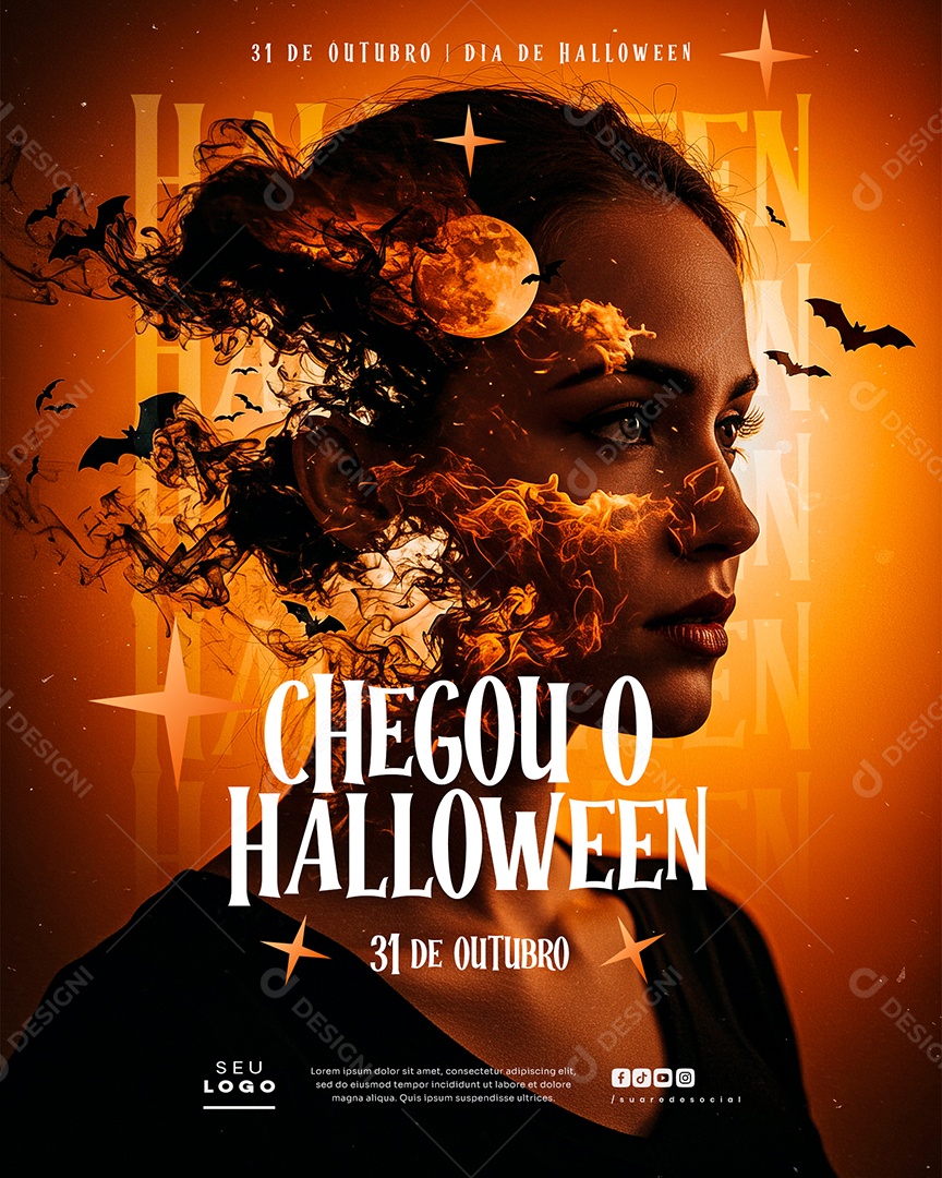 Dia do Halloween 31 de Outubro Social Media PSD Editável