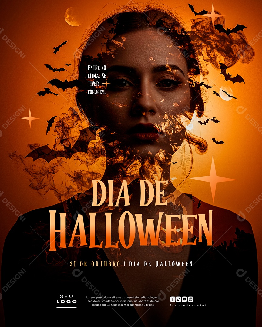 Dia de Halloween 31 de Outubro Social Media PSD Editável