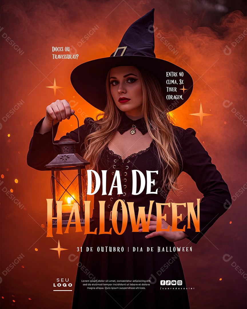 Dia de Halloween 31 de Outubro Social Media PSD Editável