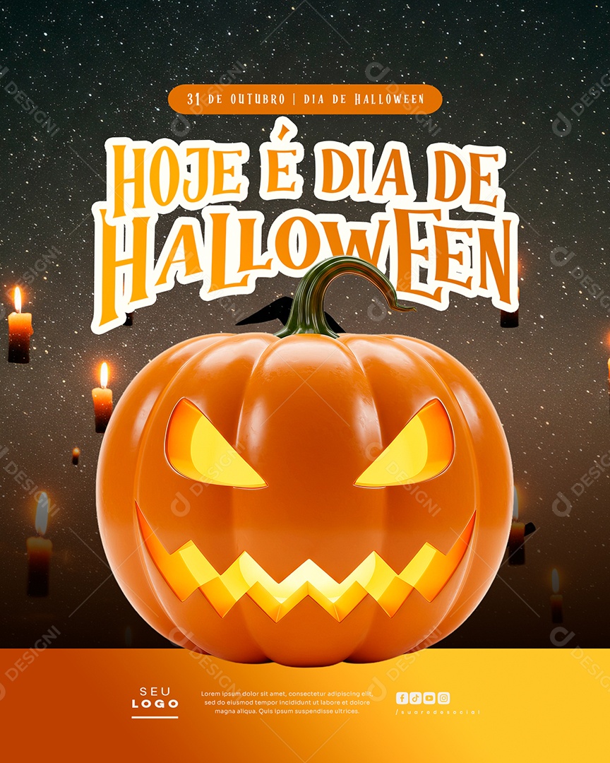 Hoje é Dia de Halloween 31 de Outubro Social Media PSD Editável