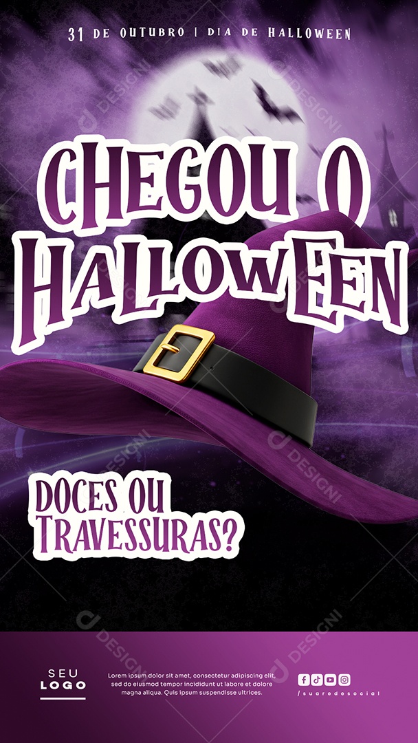 Story Chegou o Halloween 31 de Outubro Social Media PSD Editável
