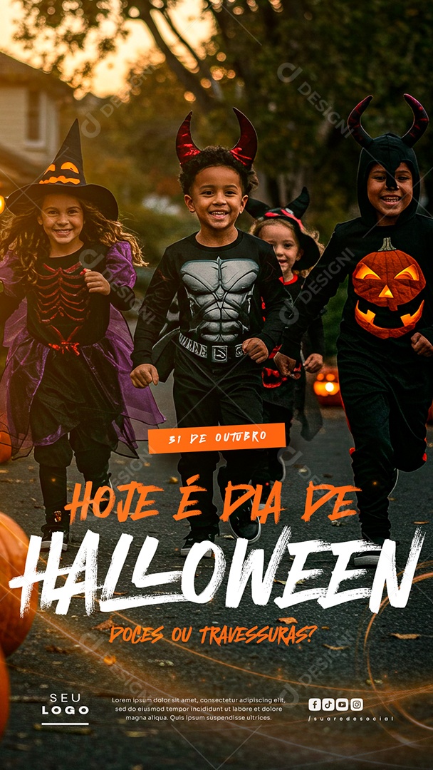 Story Hoje é Dia de Halloween 31 de Outubro Social Media PSD Editável