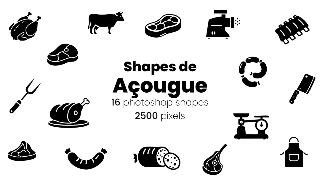 Conjunto De Ícones Açougue Shapes CSH